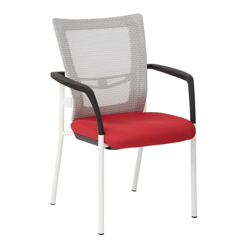 Chaise visiteur en tissu avec dossier en maille