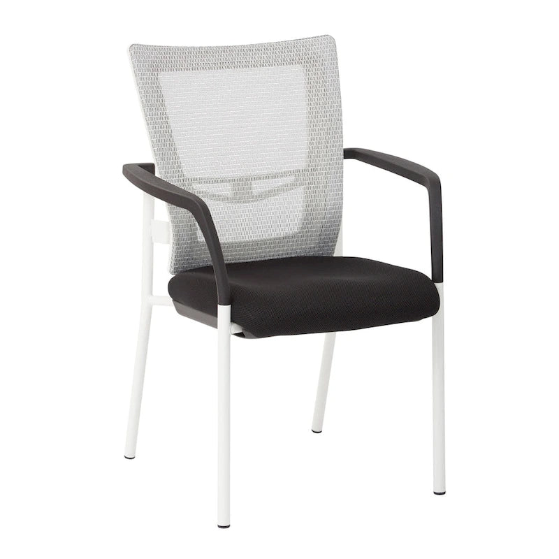 Chaise visiteur en tissu avec dossier en maille