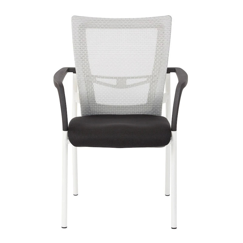 Chaise visiteur en tissu avec dossier en maille