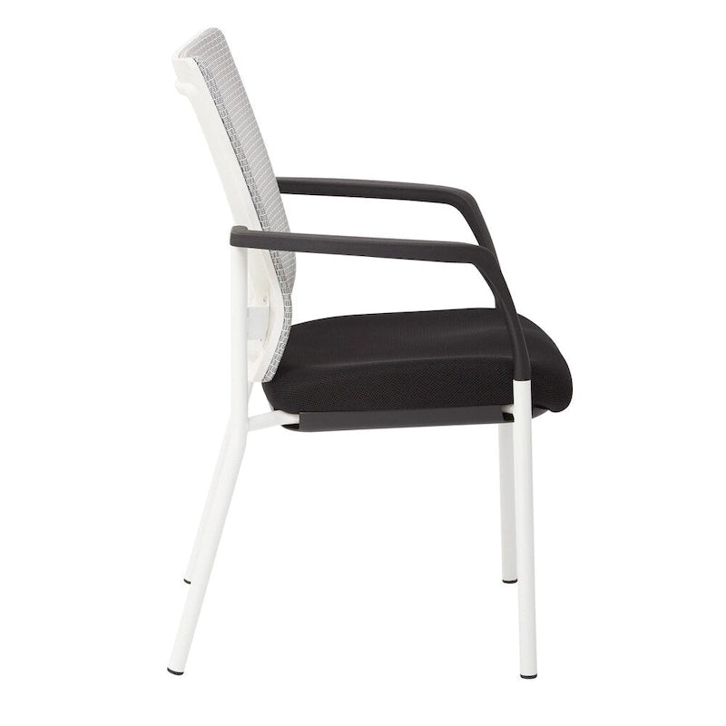 Chaise visiteur en tissu avec dossier en maille