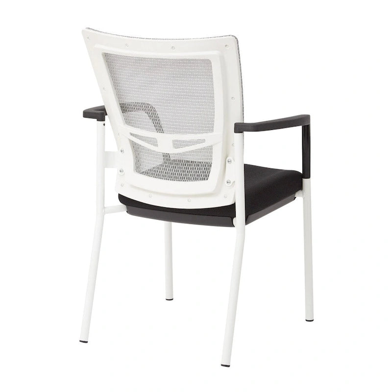 Chaise visiteur en tissu avec dossier en maille