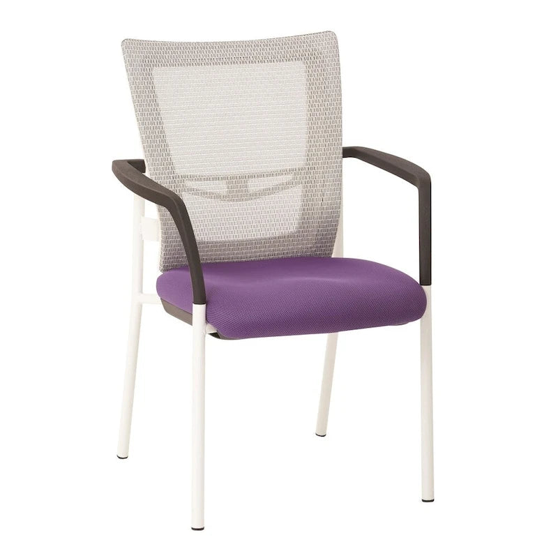 Chaise visiteur en tissu avec dossier en maille