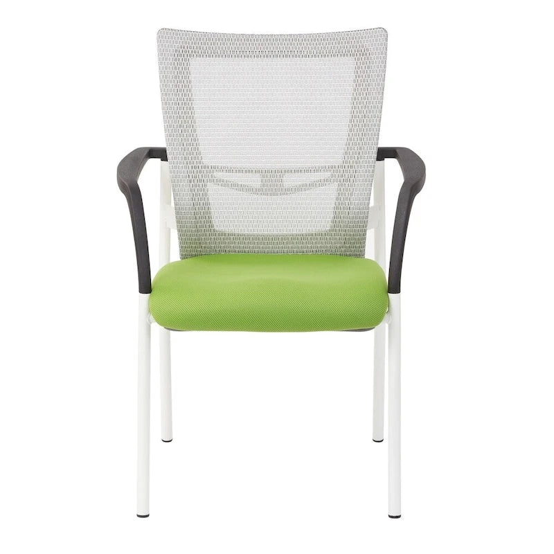 Chaise visiteur en tissu avec dossier en maille