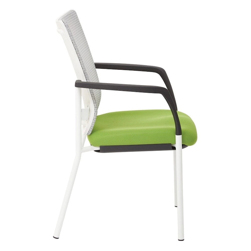 Chaise visiteur en tissu avec dossier en maille