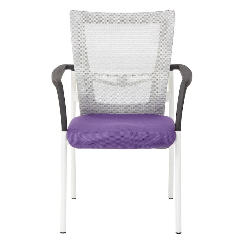 Chaise visiteur en tissu avec dossier en maille