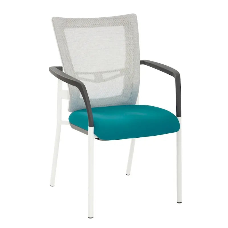Chaise visiteur en tissu avec dossier en maille