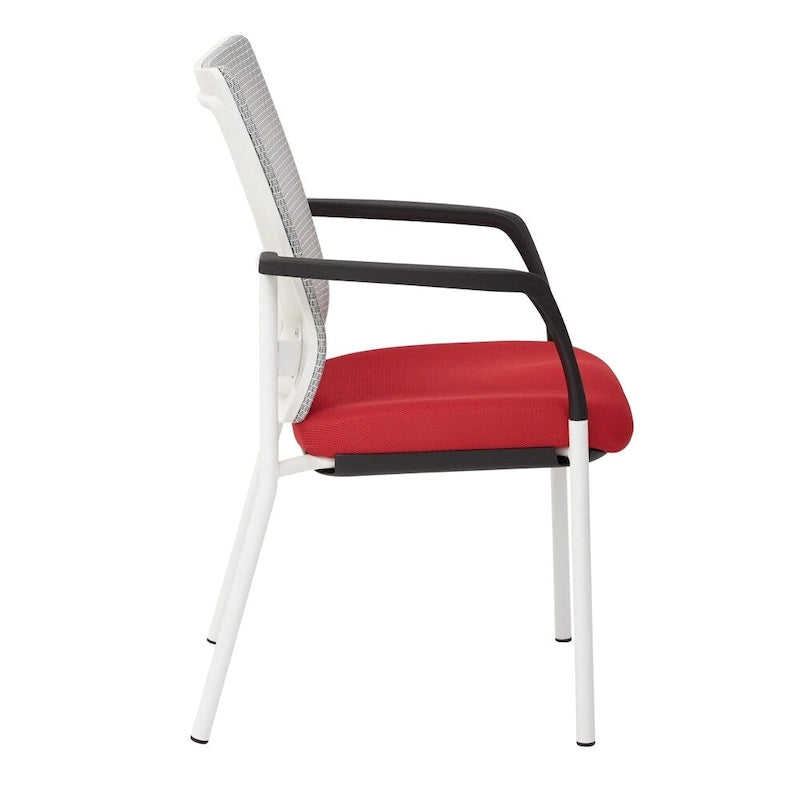Chaise visiteur en tissu avec dossier en maille