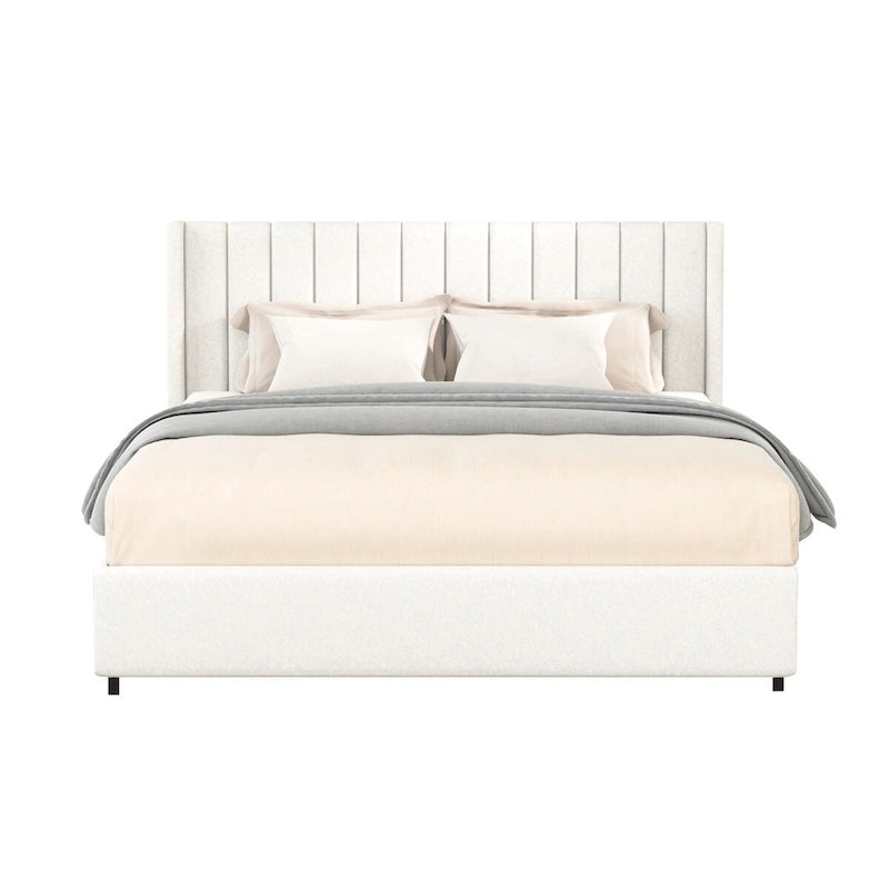 Lit plate-forme queen size en peluche