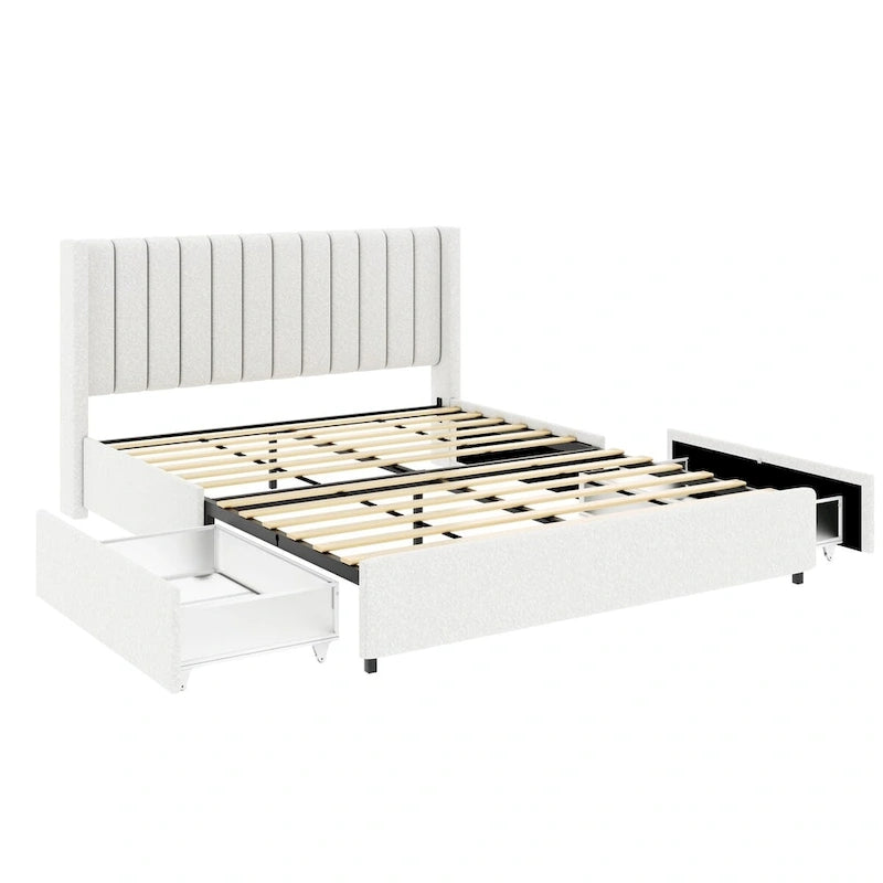 Lit plate-forme queen size en peluche