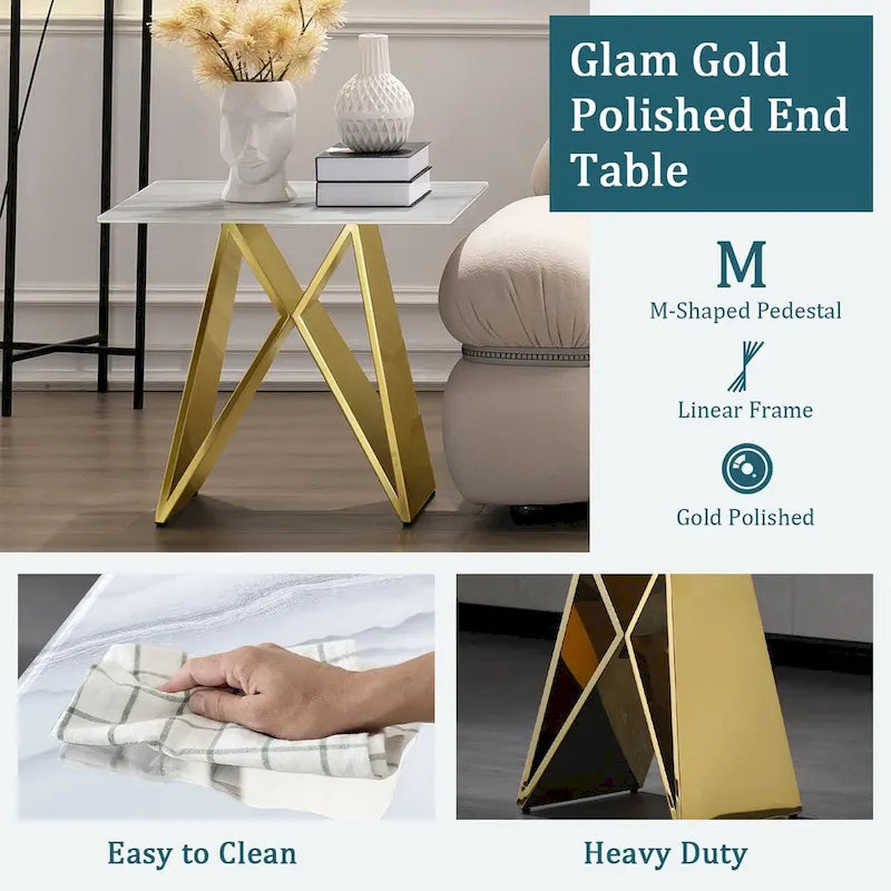 Table d'appoint en verre trempé blanc