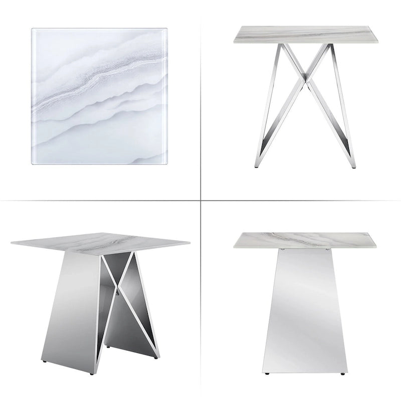 Table d'appoint en verre trempé blanc
