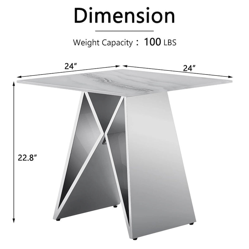 Table d'appoint en verre trempé blanc