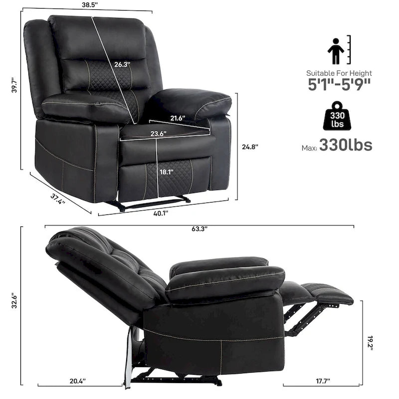 Fauteuil inclinable de massage en cuir respirant