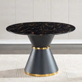 Table à manger ronde à motif marbre noir