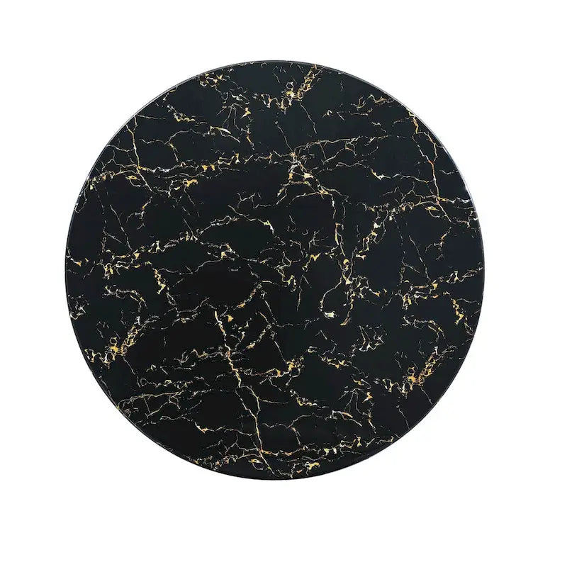 Table à manger ronde à motif marbre noir