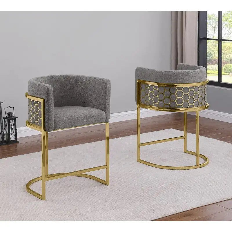Tabouret de bar rembourré chromé doré
