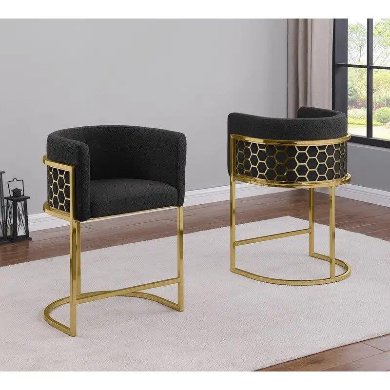 Tabouret de bar rembourré chromé doré
