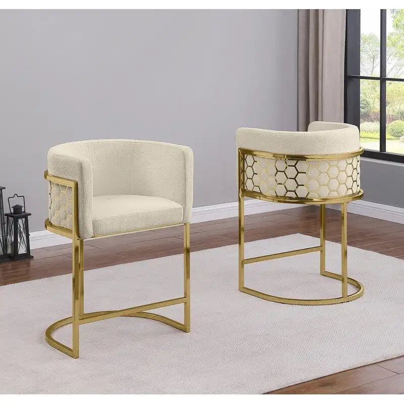 Tabouret de bar rembourré chromé doré