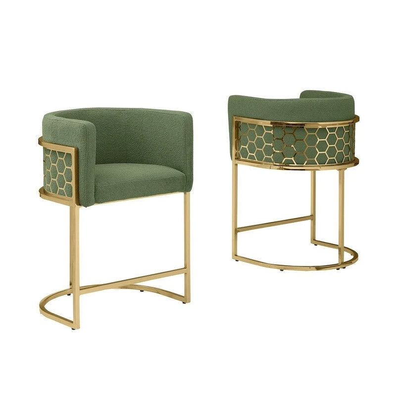 Tabouret de bar rembourré chromé doré