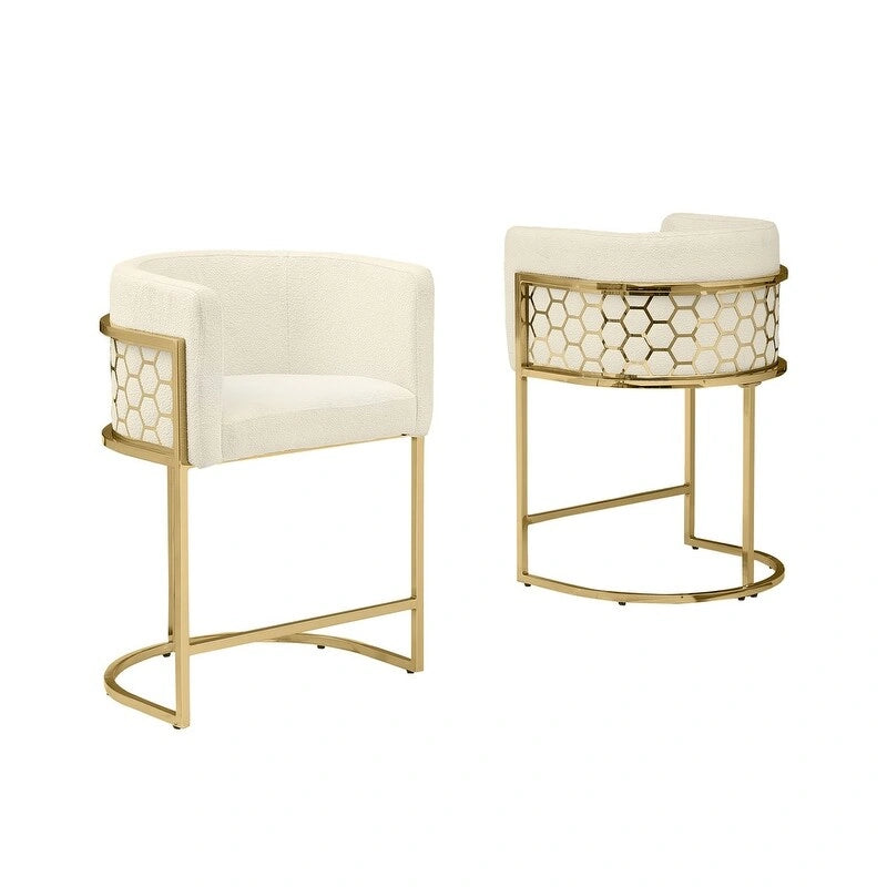 Tabouret de bar rembourré chromé doré