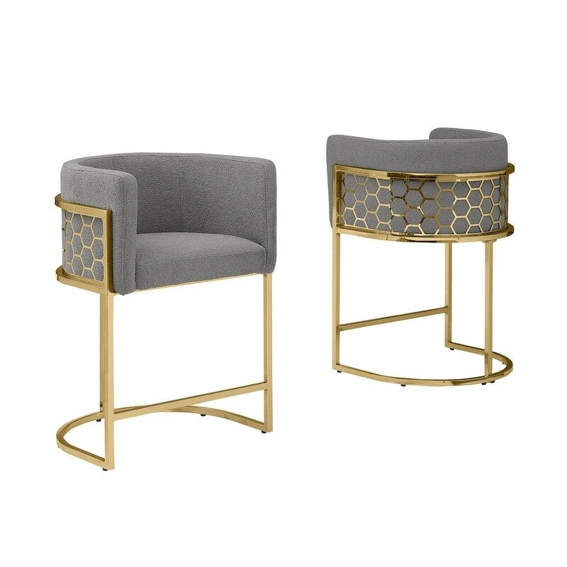 Tabouret de bar rembourré chromé doré