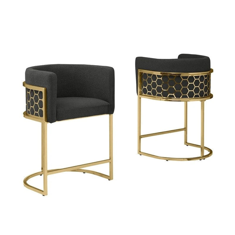 Tabouret de bar rembourré chromé doré